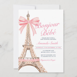 Bonjour Baby Shower French Baby Shower Invitation