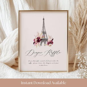 Bonjour Bébé Baby Shower Diaper Raffle Sign