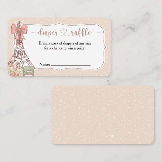 Bonjour Bebe Beige Parisian Diaper Raffle Card (Front/Back)
