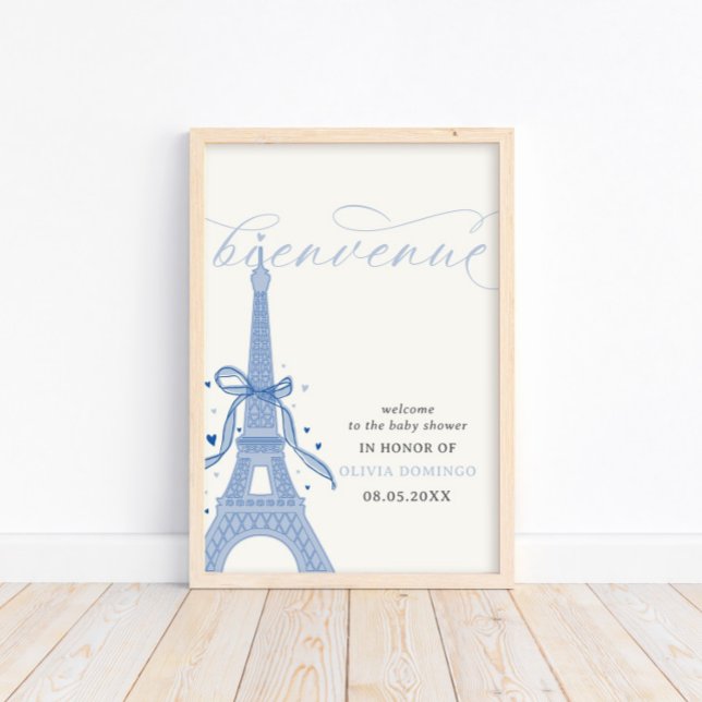 Bonjour Bébé Blue Paris Eiffel Tower Welcome Sign (Creator Uploaded)