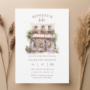 Bonjour Bébé French Café Baby Shower Invitation  