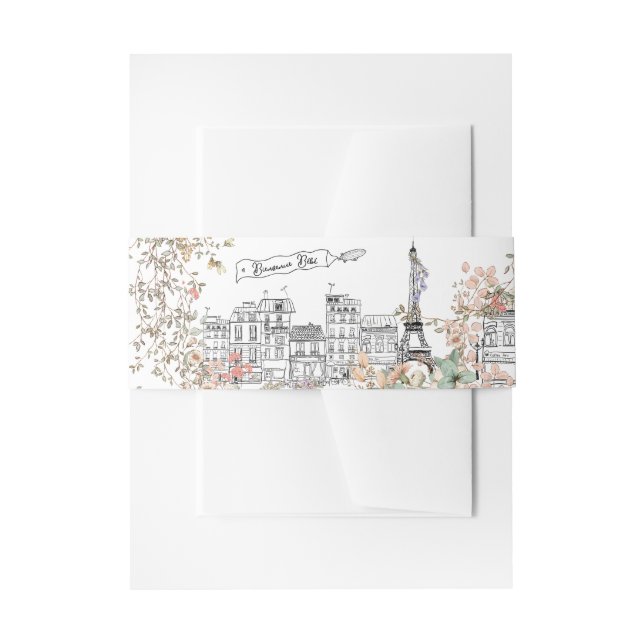 Bonjour Bebe French Gender Neutral Baby Shower Invitation Belly Band (Front Example)