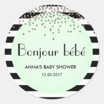 Bonjour bebe french inspired baby shower sticker