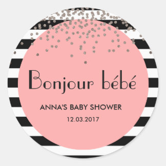 Bonjour bebe french inspired baby shower sticker