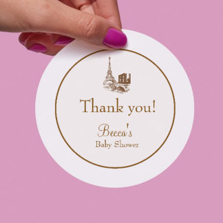 Bonjour Bebe French Paris Eiffel Tower Baby Shower Classic Round Sticker