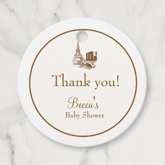 Bonjour Bebe French Paris Eiffel Tower Baby Shower Favour Tags