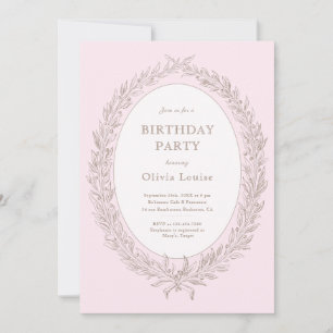 Bonjour Bebe French Patisserie Birthday Party Pink Invitation