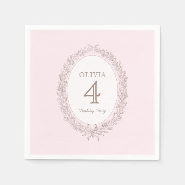 Bonjour Bebe French Patisserie Birthday Party Pink Napkin (Front)