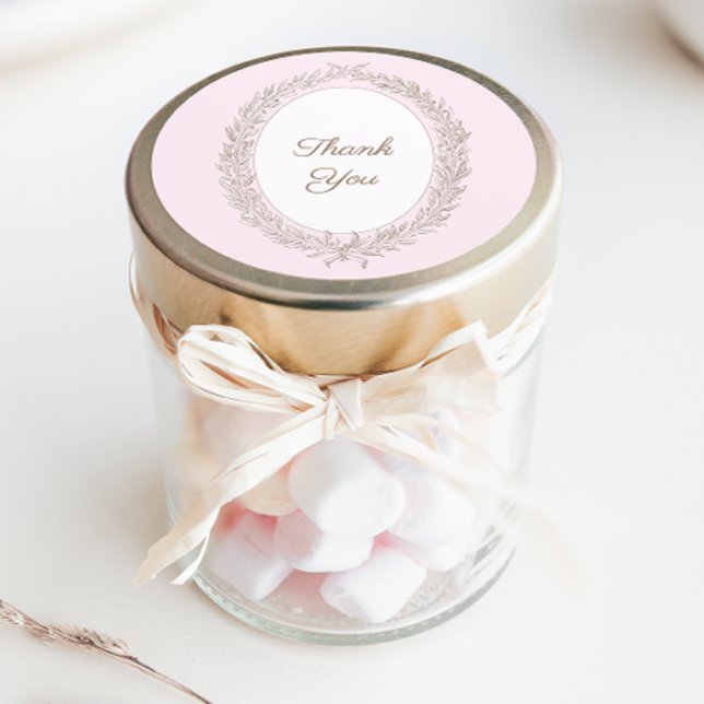 Bonjour Bebe French Patisserie Thank You Pink Classic Round Sticker (Creator Uploaded)
