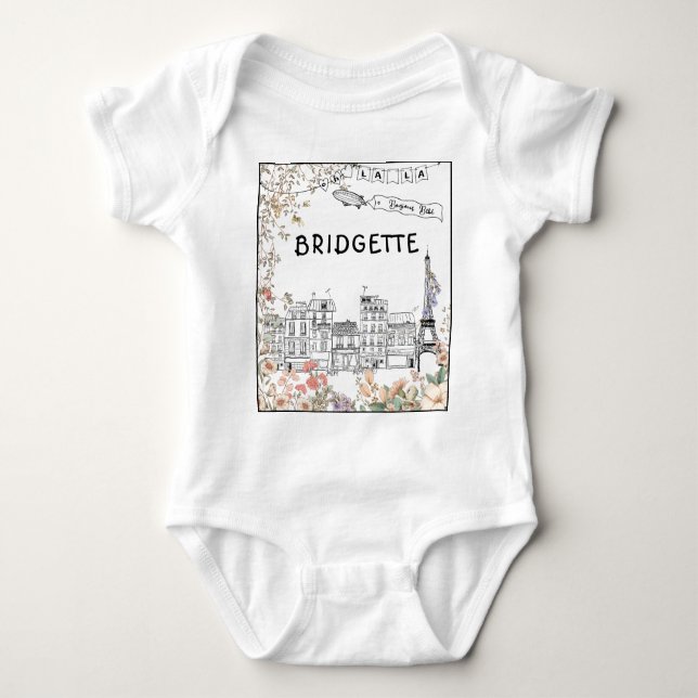 Bonjour Bebe Gender Neutral Baby Shower Gift Bodysuit (Front)