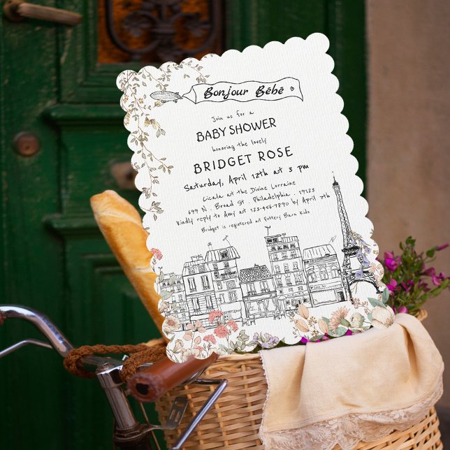 Bonjour Bebe Gender Neutral Baby Shower Invitation (Creator Uploaded)