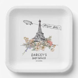 Bonjour Bebe Gender Neutral Baby Shower Paper Plate