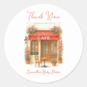Bonjour Bebe Paris Cafe Baby Shower Classic Round Sticker