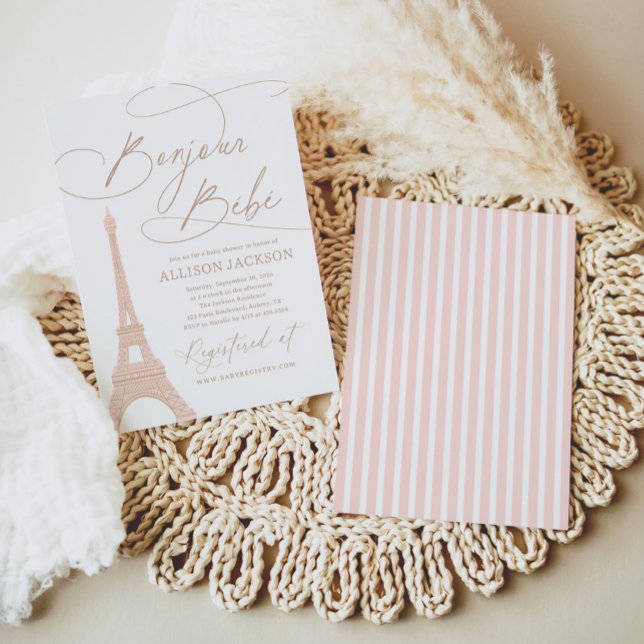 Bonjour Bebe Paris French Baby Shower Invitation (Creator Uploaded)