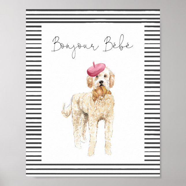 Bonjour Bebe Paris French Baby Shower Sign (Front)