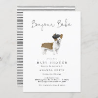 Bonjour Bebe Paris French Bulldog Baby Shower Invi