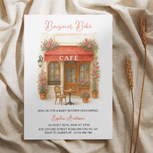 Bonjour Bebe Paris French Cafe Baby Shower Invitation