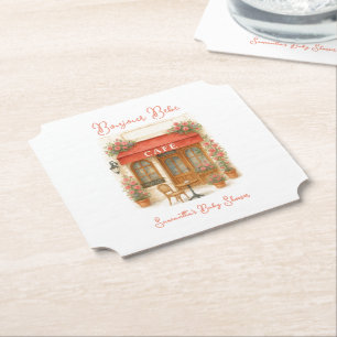 Bonjour Bebe Paris French Cafe Baby Shower Paper Coaster