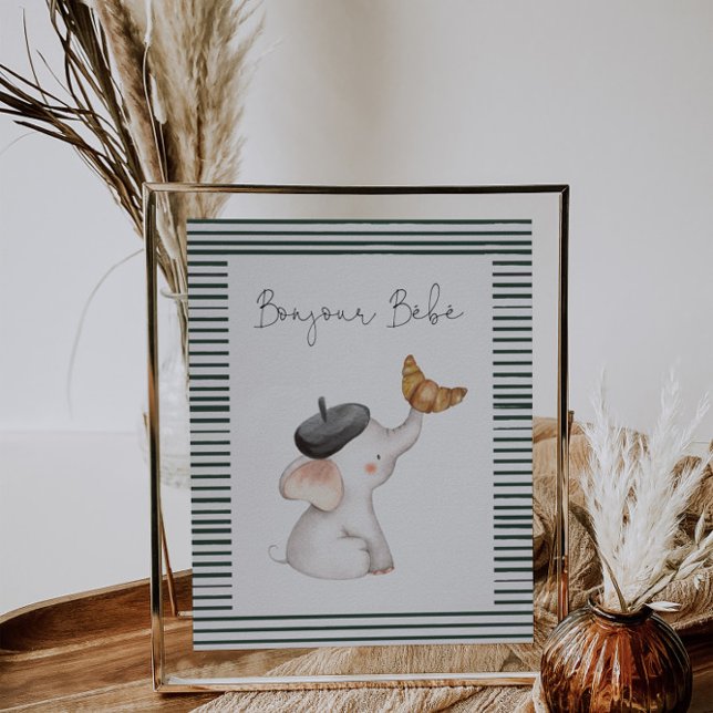 Bonjour Bebe Paris French Elephant Baby Shower Poster (Creator Uploaded)