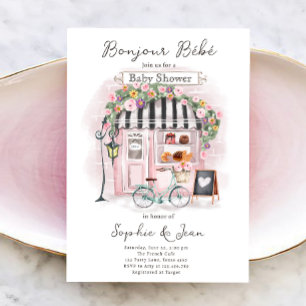 Bonjour Bebe Paris Parisian French Baby Shower Inv Invitation