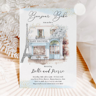 Bonjour Bébé Paris Parisian French Baby Shower Invitation