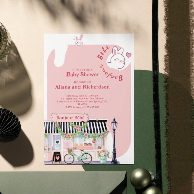Bonjour Bébé Paris Parisian French Baby Shower  Invitation (Creator Uploaded)