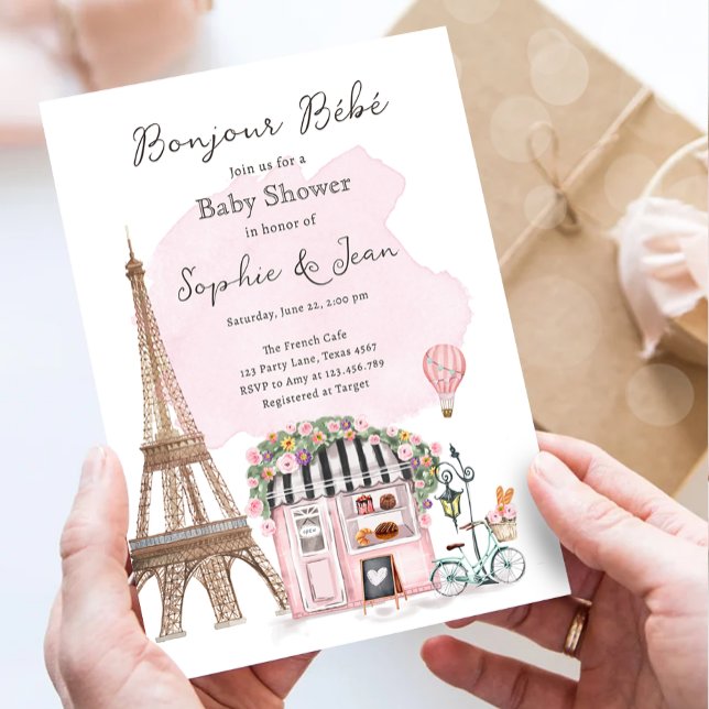 Bonjour Bebe Paris Parisian French Baby Shower Invitation (Creator Uploaded)
