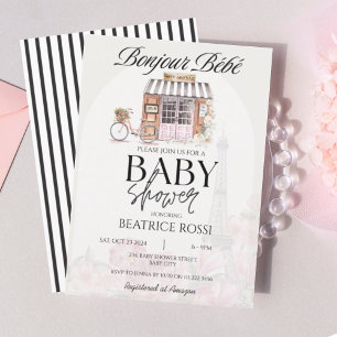Bonjour Bebe Paris Parisian French Baby Shower Invitation