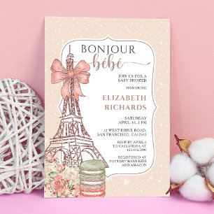 Bonjour Bebe Paris Romantic French Baby Shower Invitation