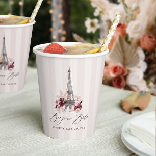 Bonjour Bebe Paris Theme Baby Shower Paper Cups