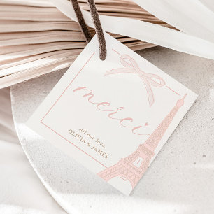 Bonjour Bébé Pink Paris Eiffel Baby Shower Favour Tags
