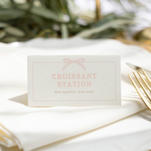 Bonjour Bébé Pink Paris Eiffel Baby Shower Place Card (Creator Uploaded)