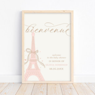 Bonjour Bébé Pink Paris Eiffel Tower Welcome Sign