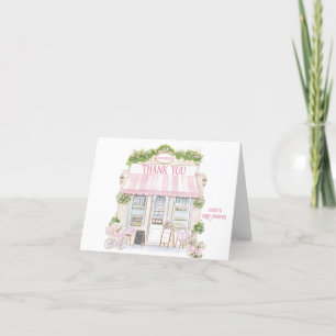 Bonjour Bebe Pink Parisian Cafe Baby Girl Shower Thank You Card