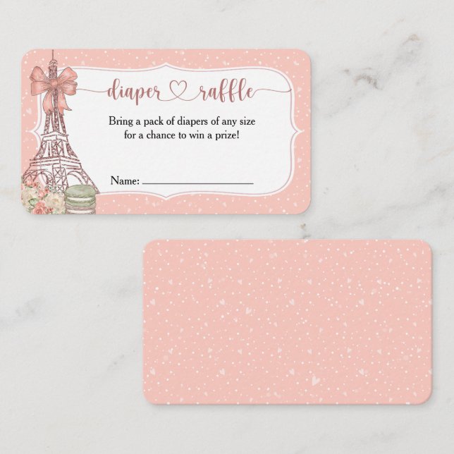 Bonjour Bebe Pink Parisian Diaper Raffle Card (Front/Back)