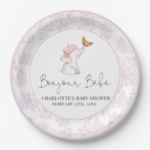Bonjour Bebe Romantic French Girl Baby Shower  Pap Paper Plate