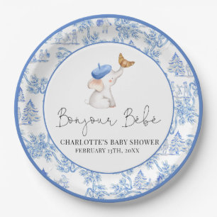 Bonjour Bebe Romantic French Girl Baby Shower  Pap Paper Plate