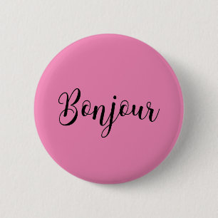 Bonjour-blackText 6 Cm Round Badge