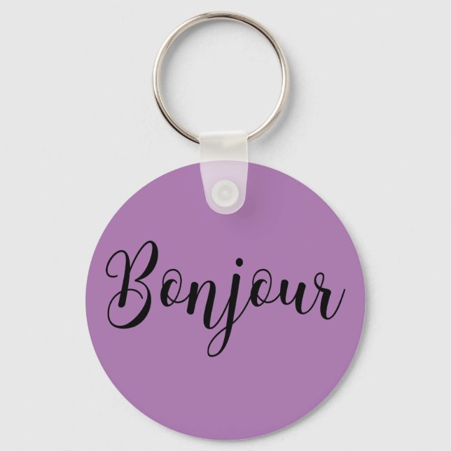 Bonjour-blackText Key Ring (Front)