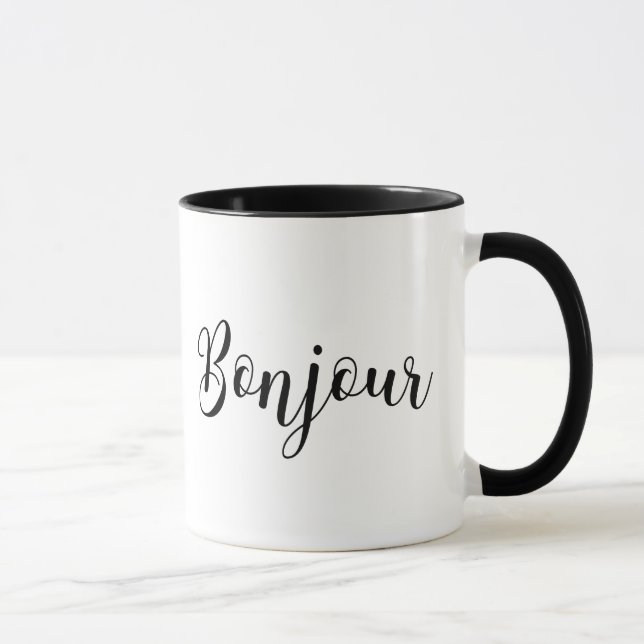 Bonjour-blackText Mug (Right)