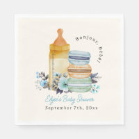 Bonjour Blue Macarons Milk Floral Boy Baby Shower