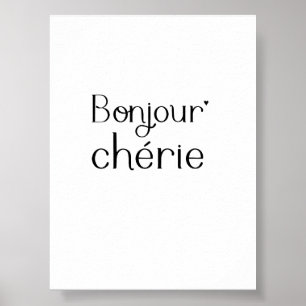 Bonjour Chérie - valentine typography poster