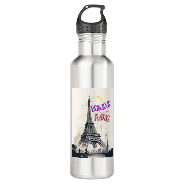 Bonjour Colourful Paris 710 Ml Water Bottle (Front)