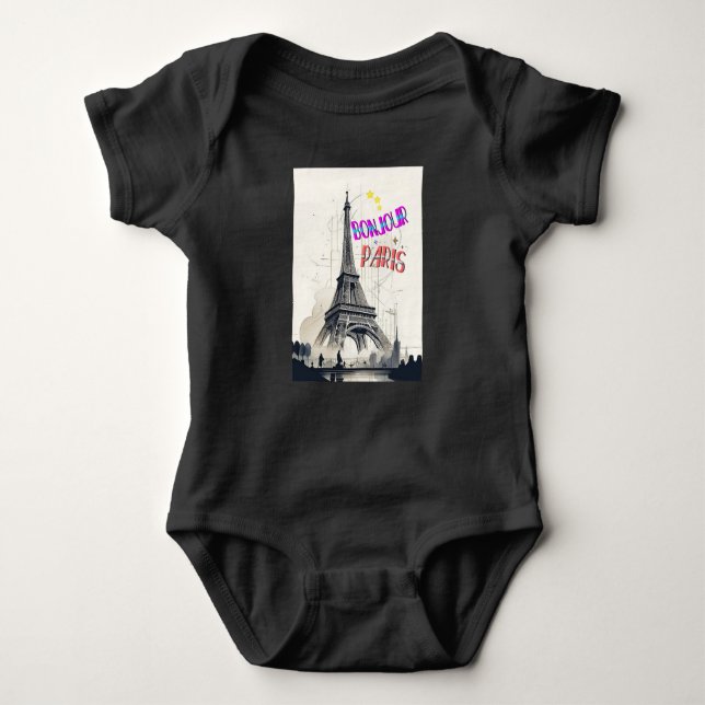 Bonjour Colourful Paris Baby Bodysuit (Front)