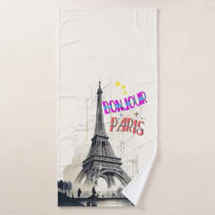 Bonjour Colourful Paris Bath Towel
