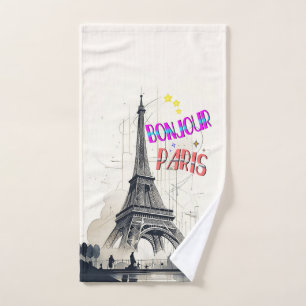 Bonjour Colourful Paris Hand Towel