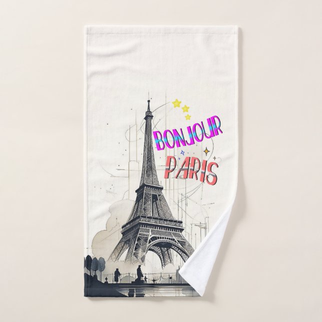 Bonjour Colourful Paris Hand Towel (Hand Towel)