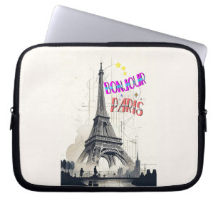 Bonjour Colourful Paris Laptop Sleeve