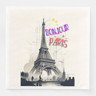 Bonjour Colourful Paris Napkin