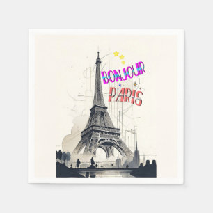 Bonjour Colourful Paris Napkin